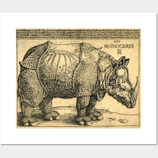 Durer Rhinoceros antique grunge style Posters and Art